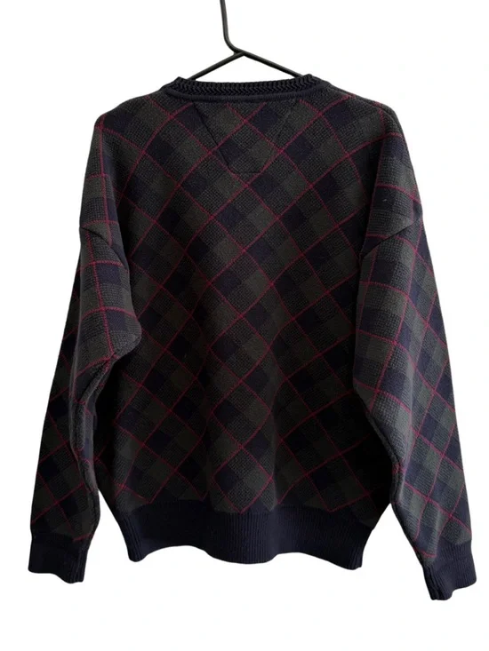 Woods & Gray Argyle Sweater Navy Green Red Estimated Size Large Oversized Fit - Picture 4 of 8